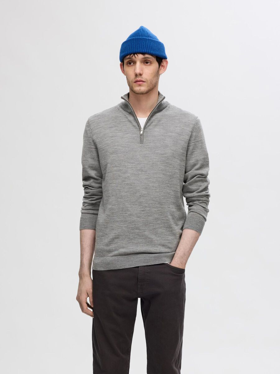 Tray LS Knit Merino Half Zip - Grey