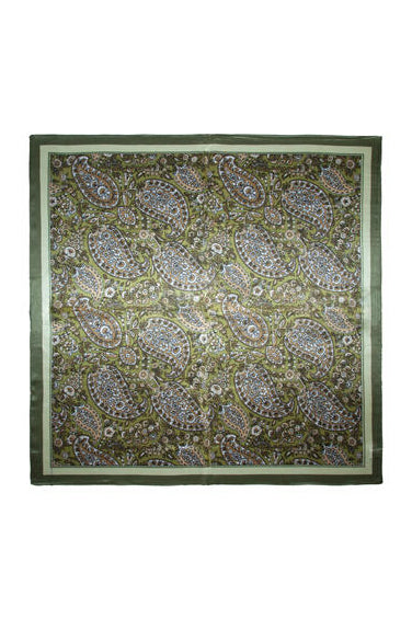 Skjerf Paisley Silke 70x70 - Grønn