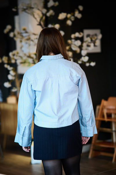 Astha Ls Cropped Boxy Shirt - Cashmere Blue