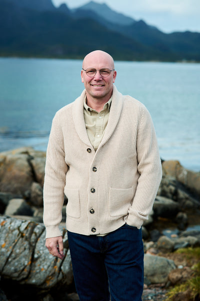 Wool Blend Shawl Collar Cardigan - Light Beige Melange