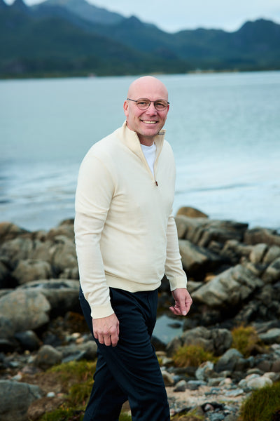 Extrafine Merino Wool Half Zip - Ivory White