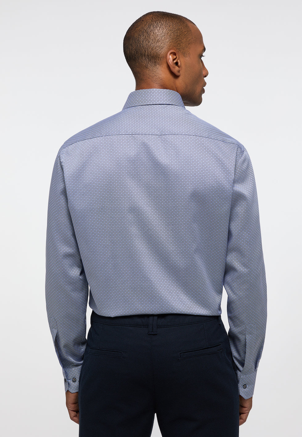 PRINT SKJORTE MODERN FIT BLÅ/LYSEBLÅ