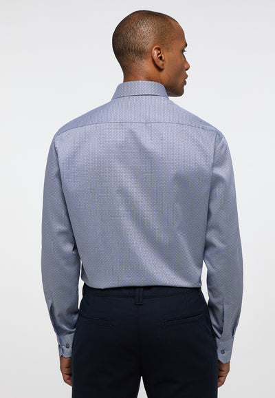 PRINT SKJORTE MODERN FIT BLÅ/LYSEBLÅ