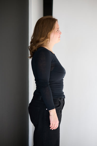 Perfect Line Cashmere T-Shirt L/SL - Black