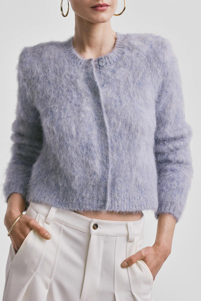 Hairy Knit Jacket - Sky Blue