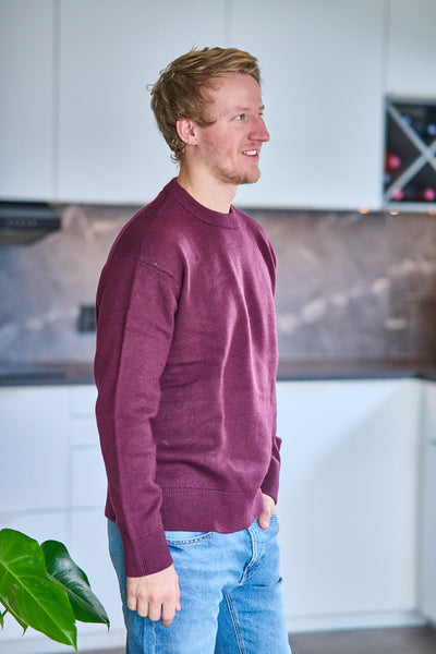 Harne LS Knit Relaxed Wool Crew Neck - Winetasting