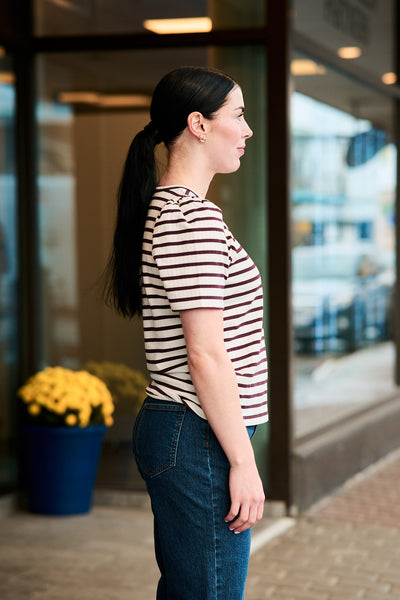 Neddie 1 - White/Burgundy Stripe