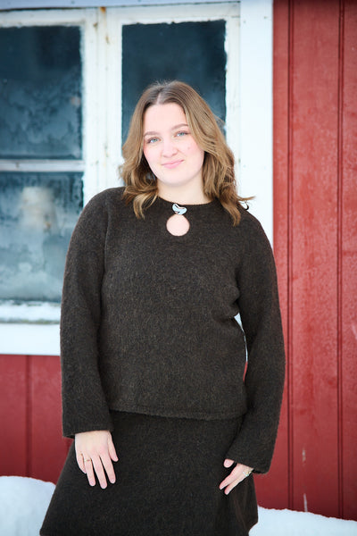 Lulu Brushed LS Knit Heyhole O-neck - Delicioso