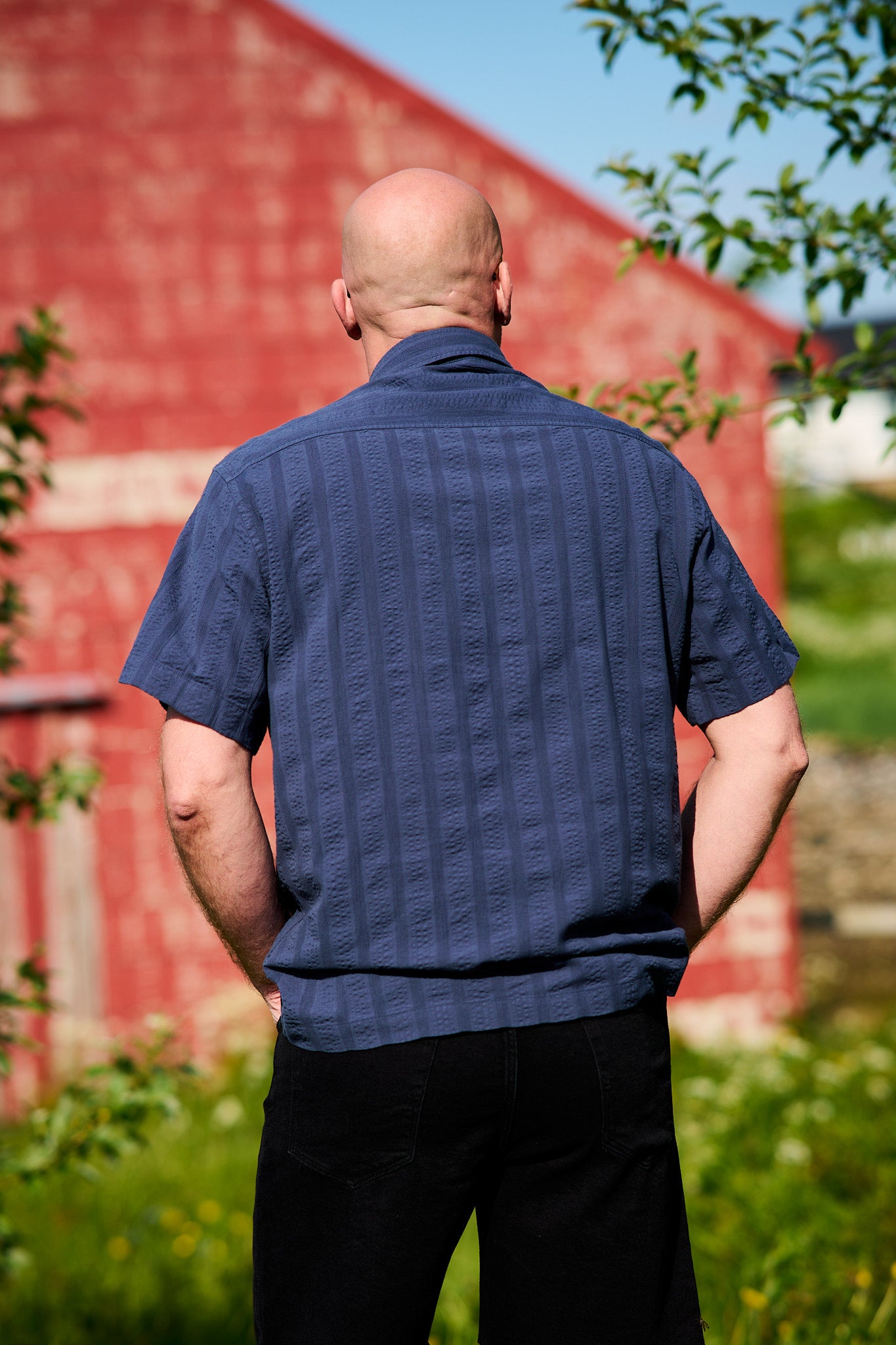 Silas Seersucker SS Shirt - Sky Captain