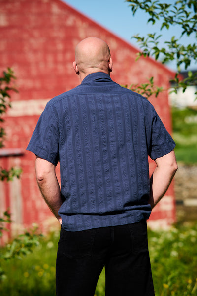 Silas Seersucker SS Shirt - Sky Captain