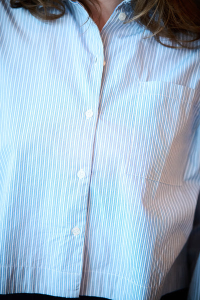 Astha Ls Cropped Boxy Shirt - Cashmere Blue