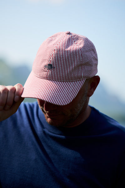 Sunfaded Seersucker Cap - Ruby Red