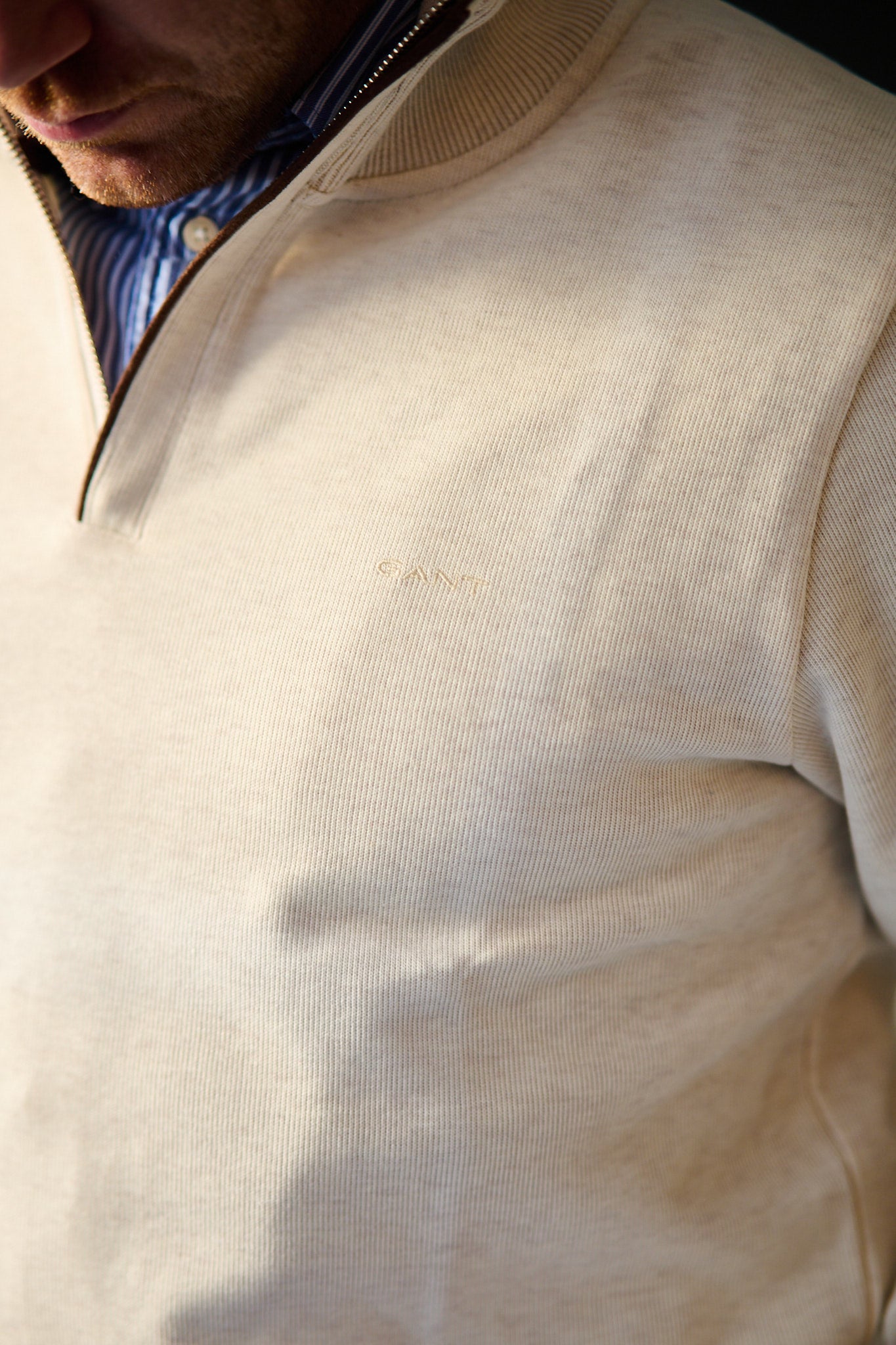 Sacker Rib Half Zip - Cream