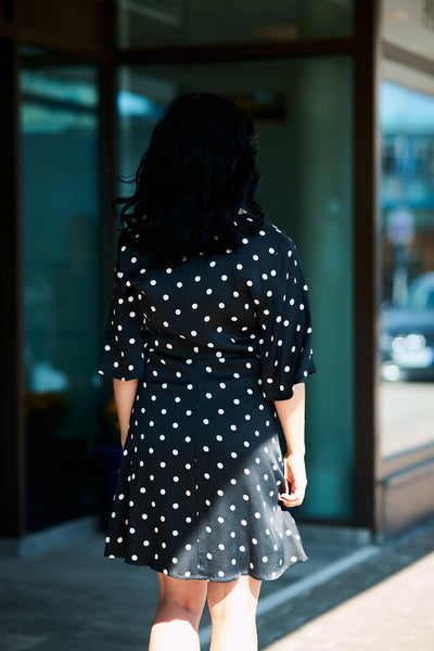 GZdotta SS dress Black with egret dotts