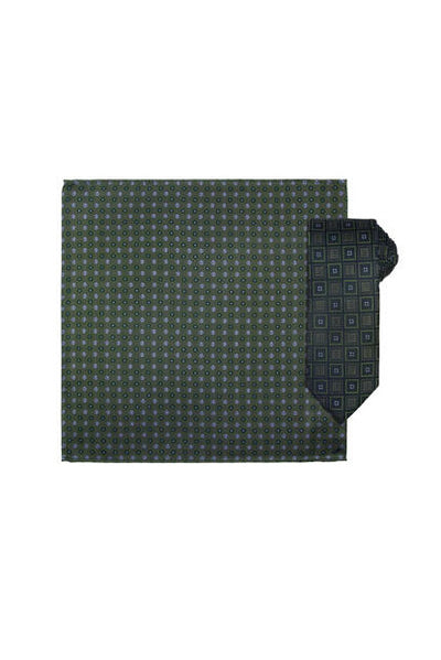 Silkeslips + Lommetørkle - Mønstret Grønn