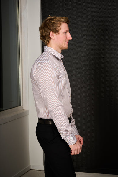 Pinstripe Shirt Slim Fit - Brown