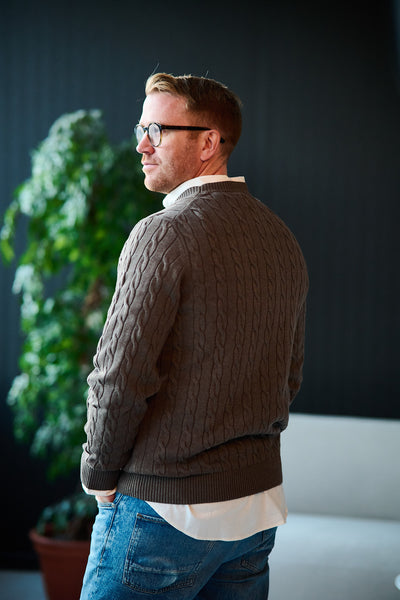 Cotton Cable C-neck - Seawood Melange