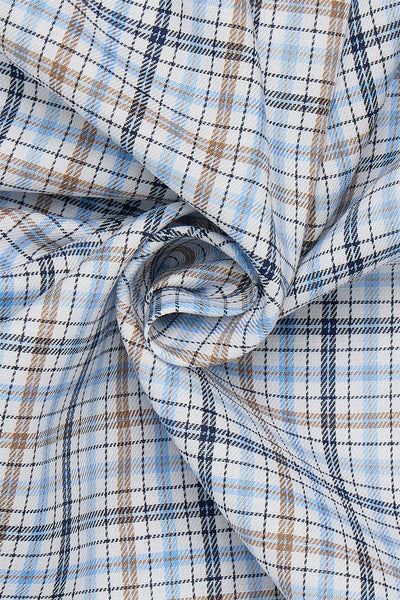 Button Down Checked Shirt - Modern Fit - Blue Check
