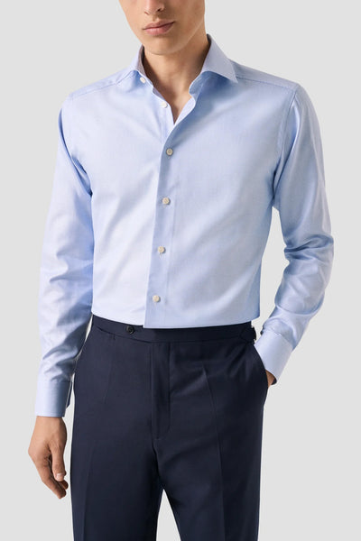 Semi-Solid Twill Shirt Slim Fit - Blue