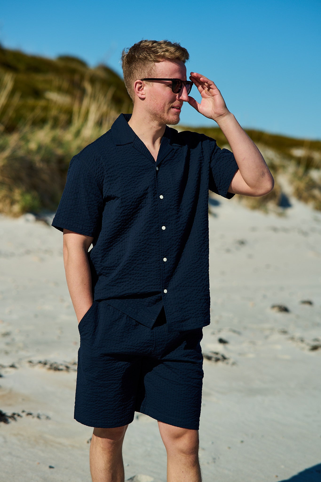 Relaxed-Ace Seersucker SS Shirt - Sky Captain