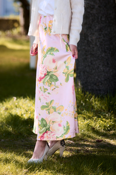 Tailored Satin skirt Pink Blossom