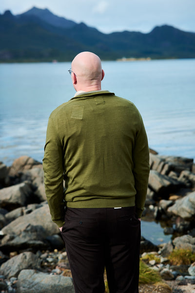 Extrafine Merino Wool Half Zip - Dark Cactus Melange