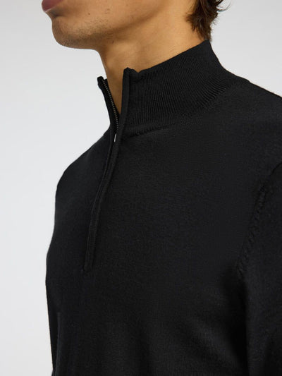 Tray LS Knit Merino Half Zip - Black