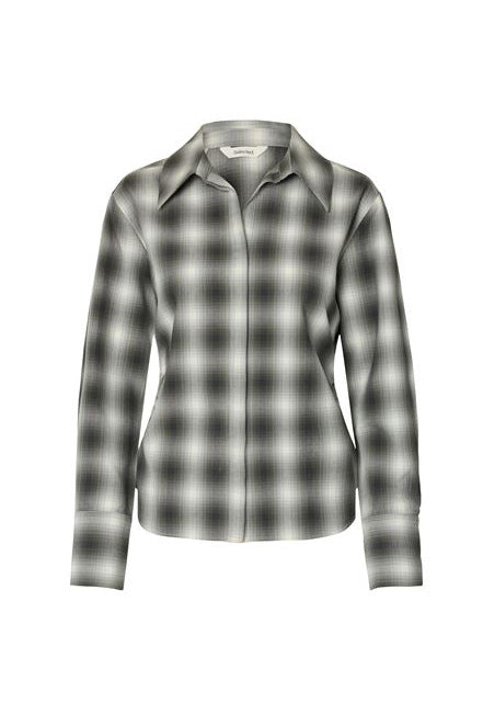 Maya Slim LS Checked Shirt - Formal Gray
