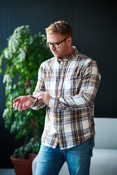 Reg Windblown Flannel Check - Cream