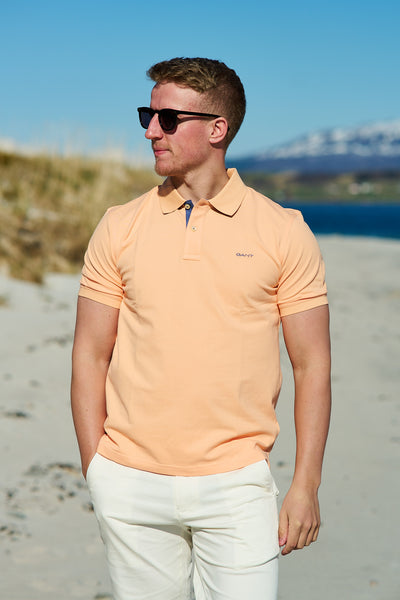 Contrast Pique SS Polo - Peachy Orange