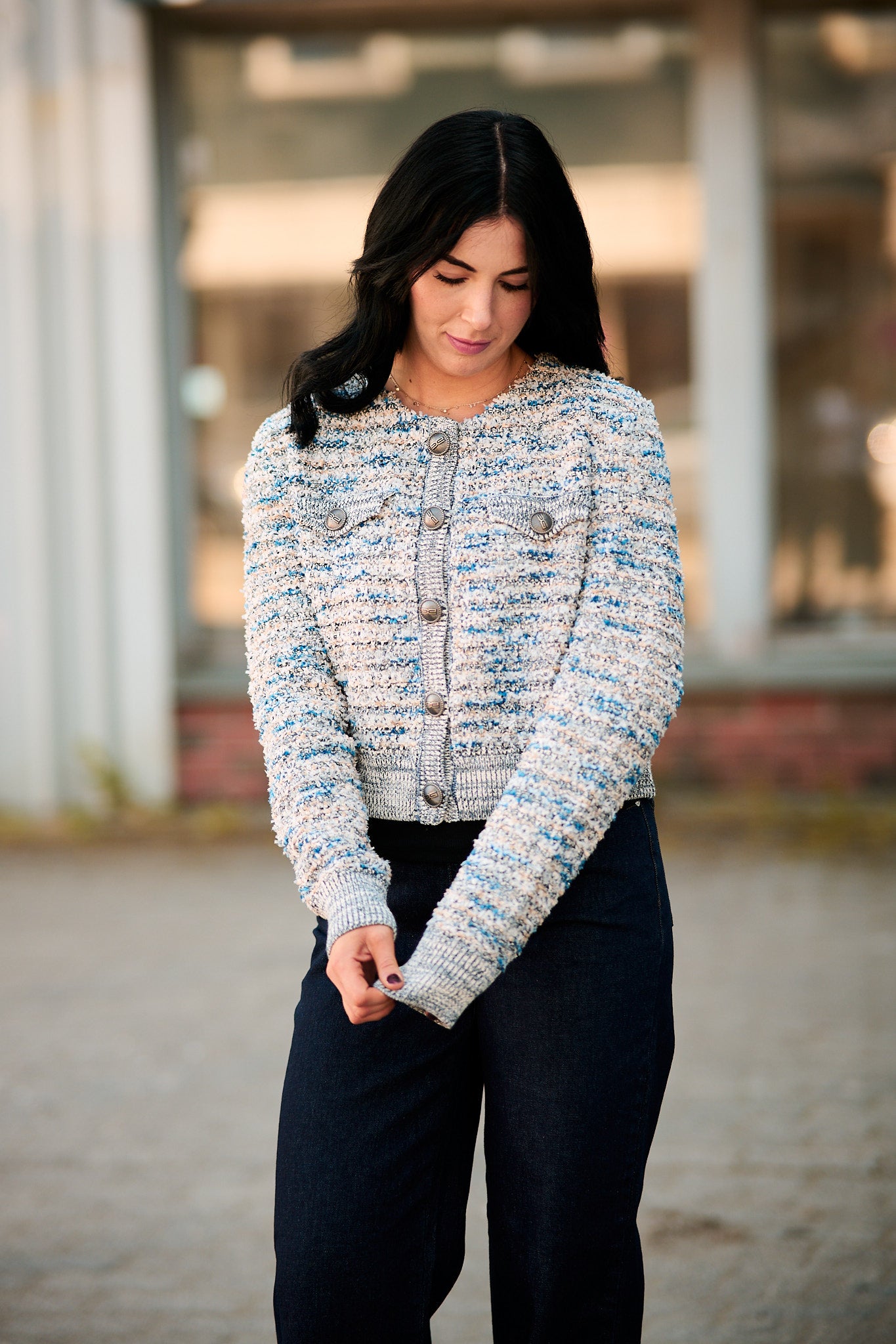 Cannie Cardigan Blue white mix