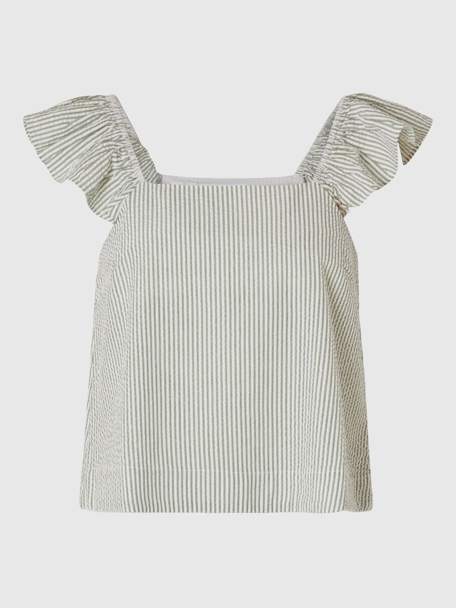 Vittoria Striped Ruffle Sleeve Top