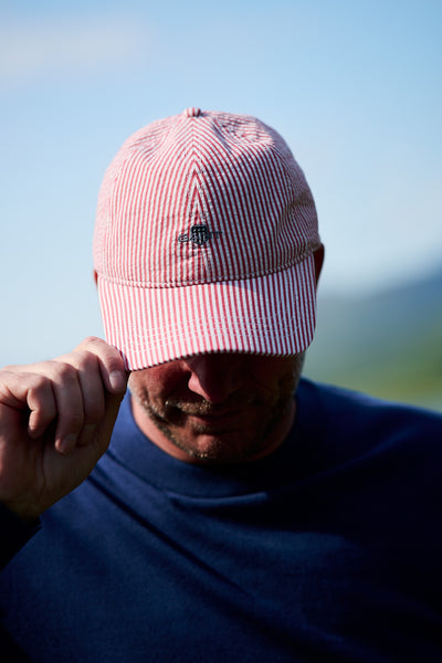 Sunfaded Seersucker Cap - Ruby Red