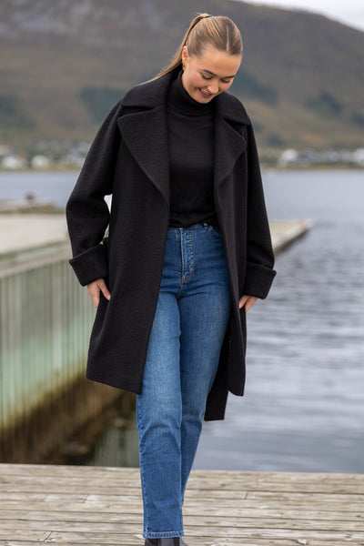 The Product By Vanessa Rudjord Wool Coat Mid - Black