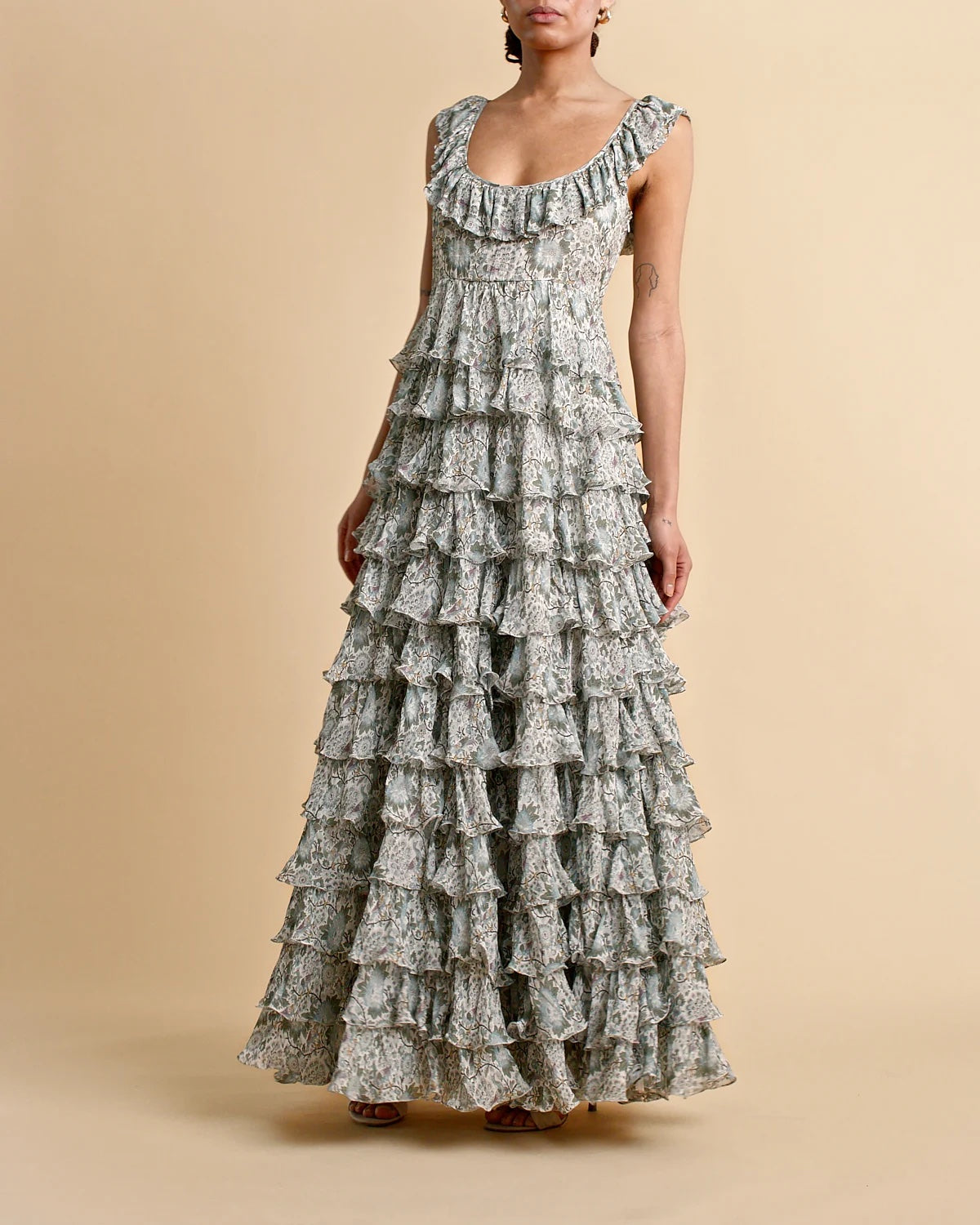 Georgette Ruffle Gown