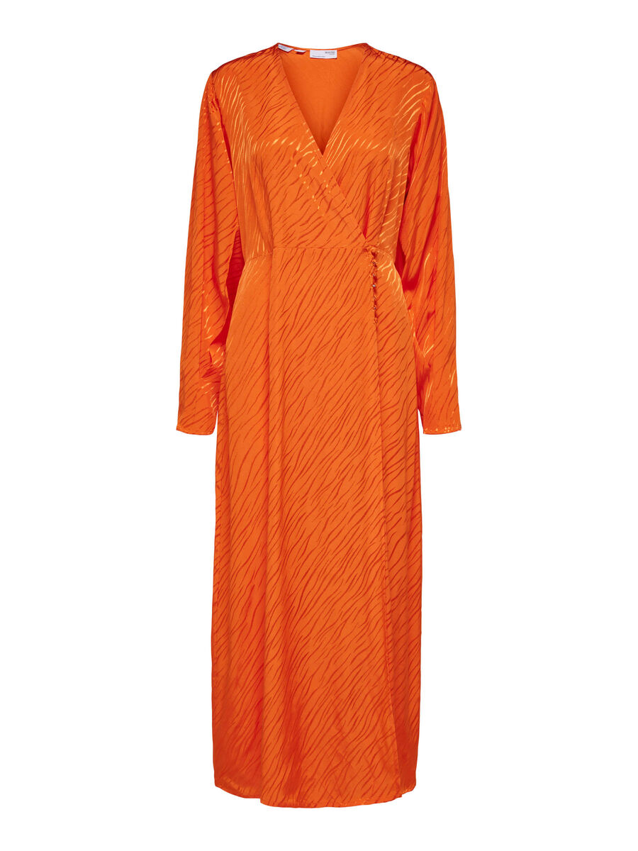 Abienne LS Satin Ankle Wrap Dress