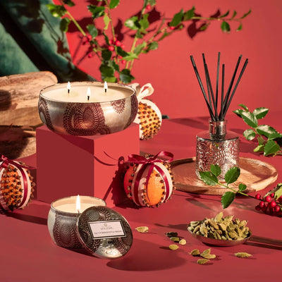 Scalloped Candle+Diffuser Gift Set - Gilt Pomander og Hinoki