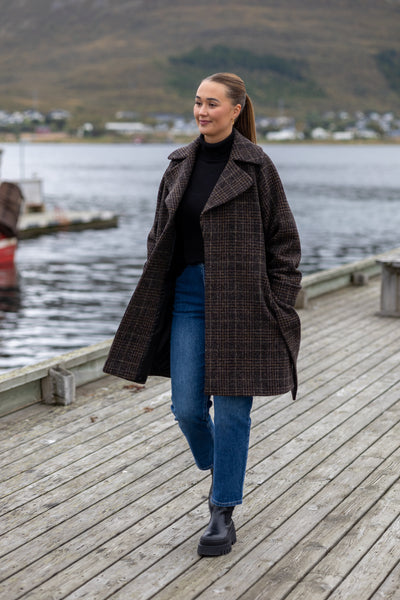 The Product By Vanessa Rudjord Wool Coat Mid - Brown Check
