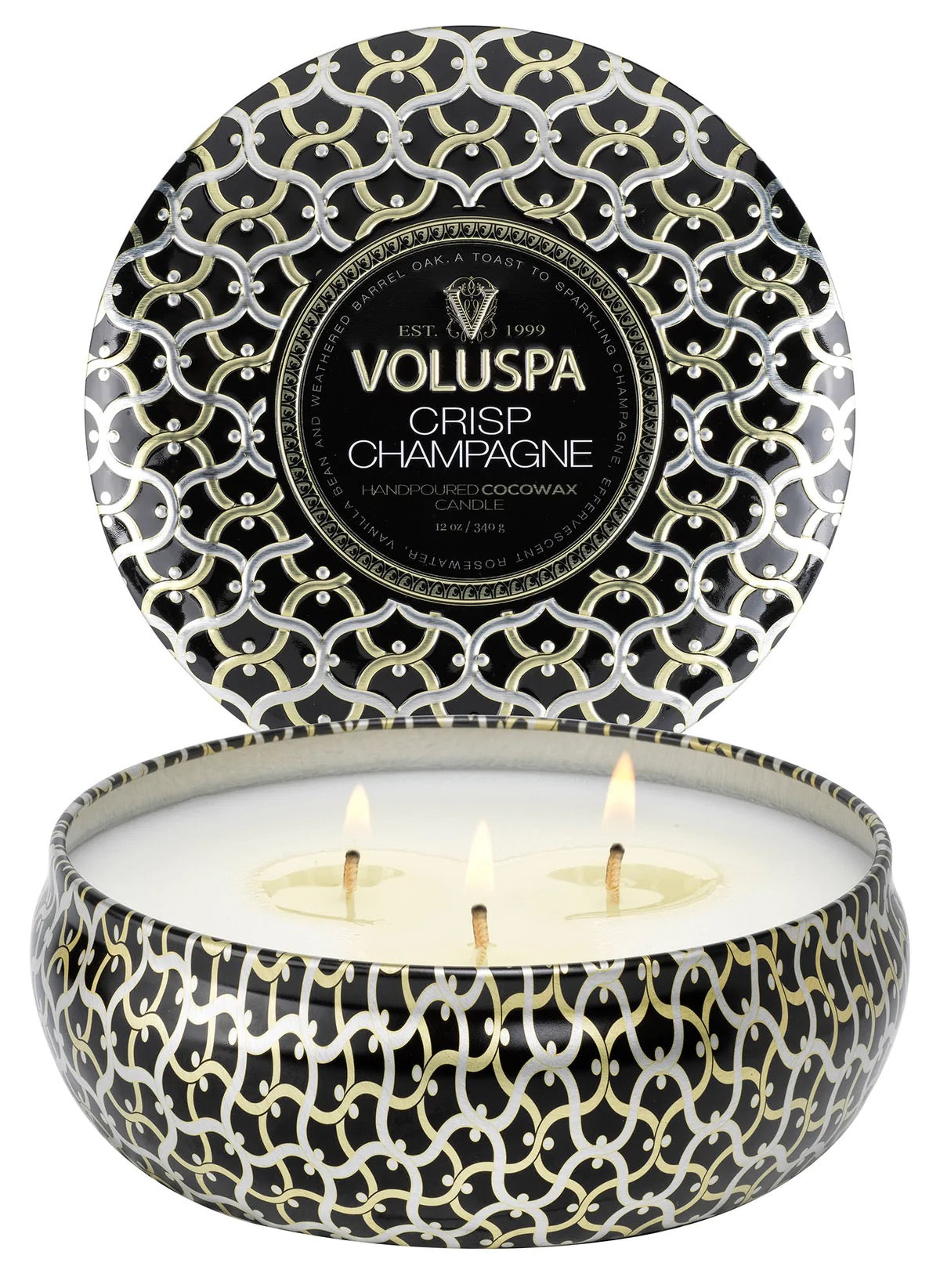 3 Wick Tin Candle - 40t Crisp Champagne