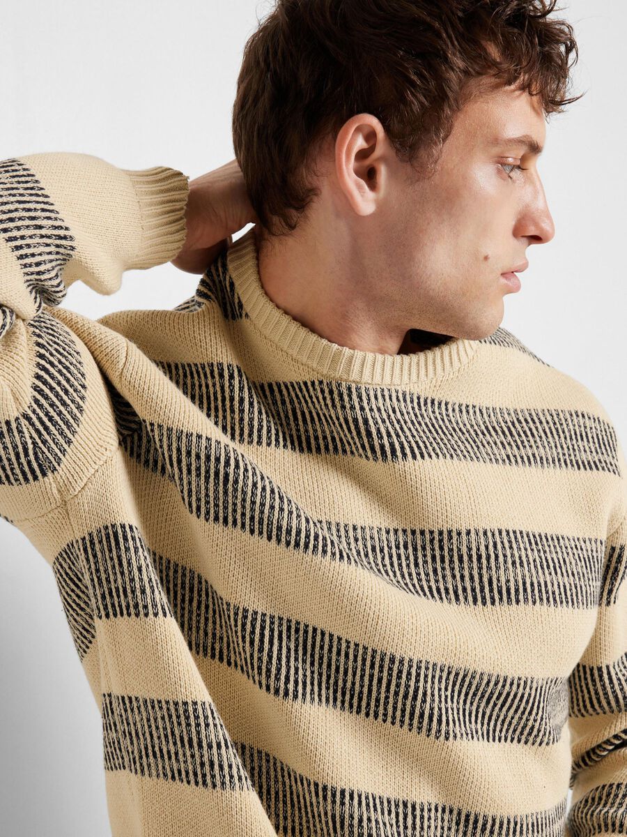 Stan Relaxed Ls Knit Stripe Crew Neck