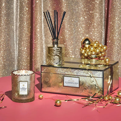 Scalloped Candle+Diffuser Gift Set - Gilt Pomander og Hinoki