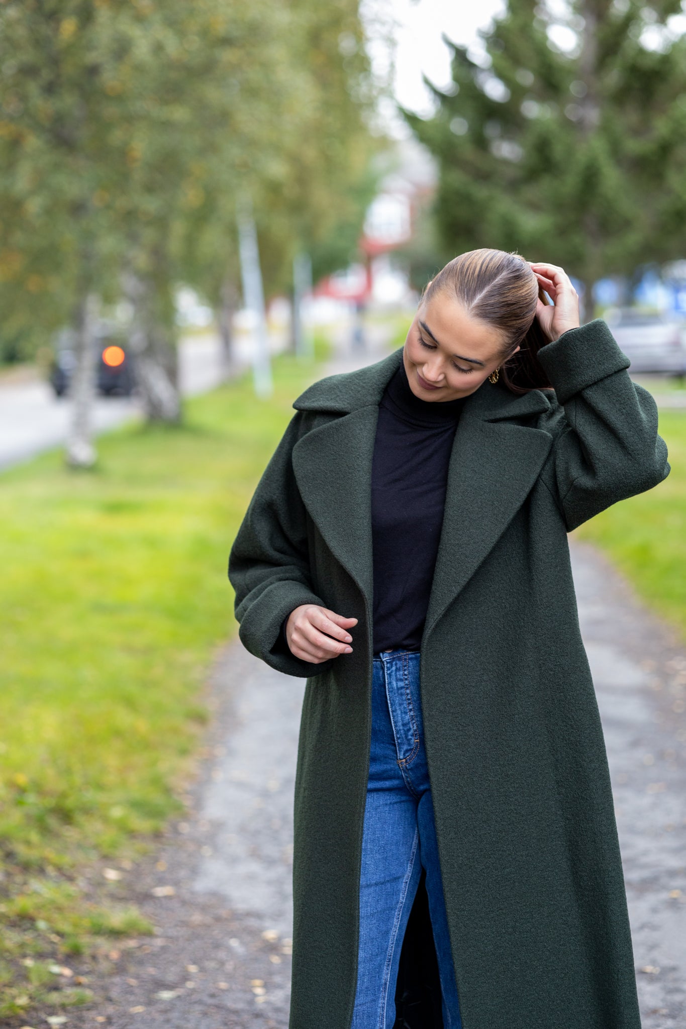 The Product By Vanessa Rudjord Wool Coat Long - Dark Green