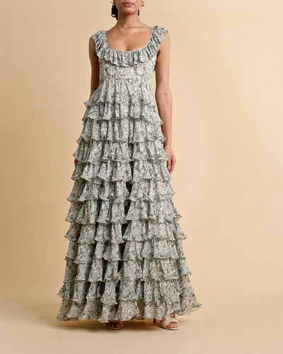 Georgette Ruffle Gown