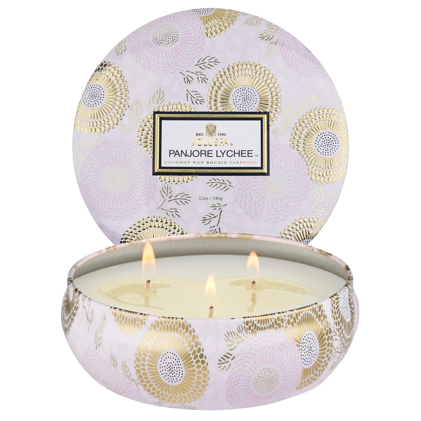 3-Wick Tin Candle - 40t Panjore Lychee